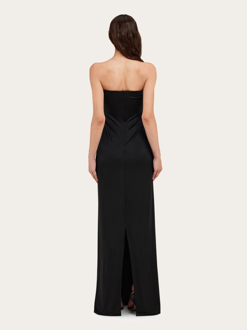 Ferragamo | Women's Sleeveless Long Dress With Gathered Detail - Black