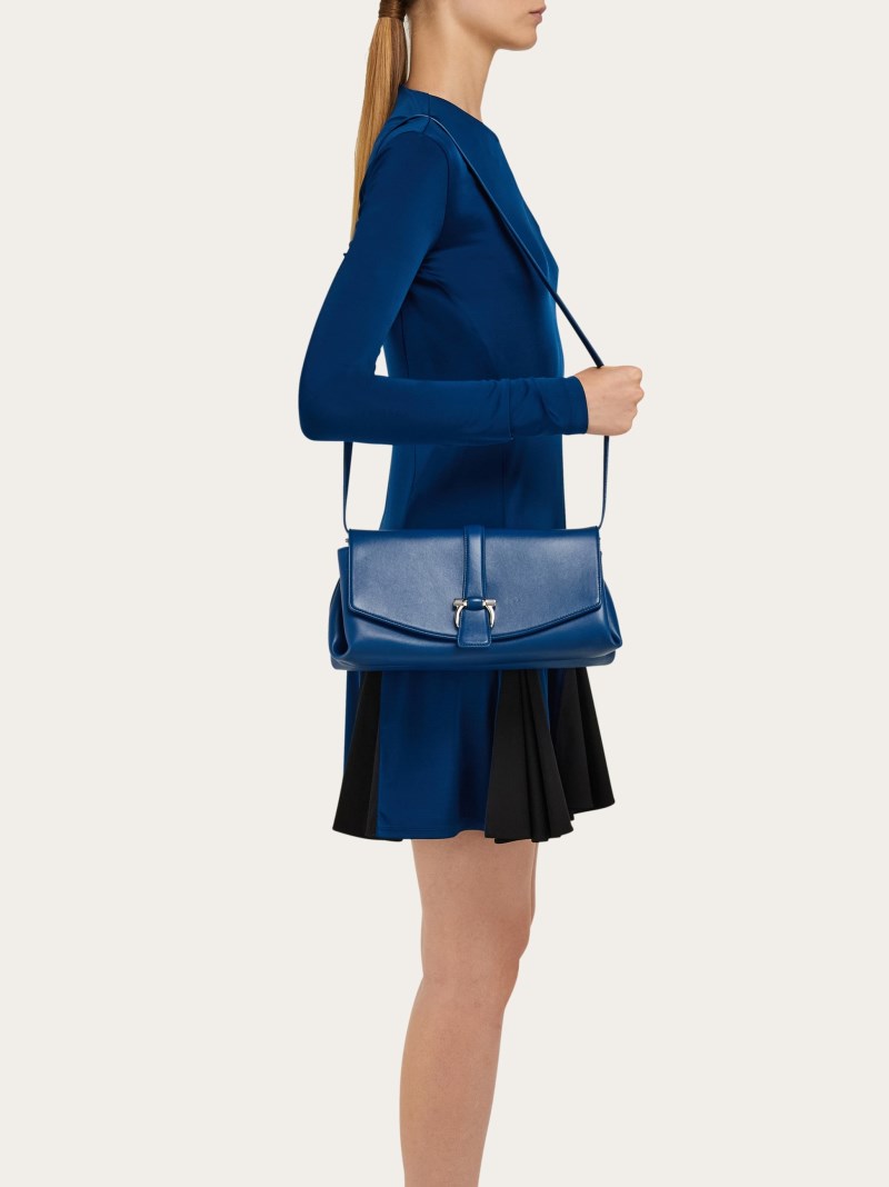 Ferragamo | Women's Front Flap Crossbody Bag - Teal Blue
