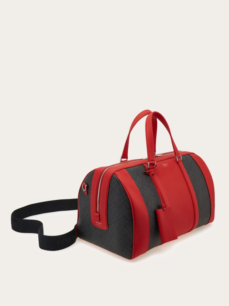 Ferragamo | Men's Bicolor Duffel Bag - Black/Grey/Flame Red