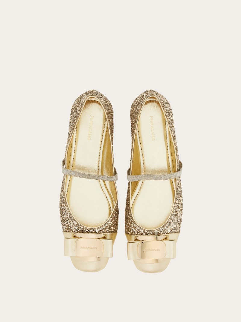 Ferragamo | Women's New Vara Plate Ballet Flat - Gold