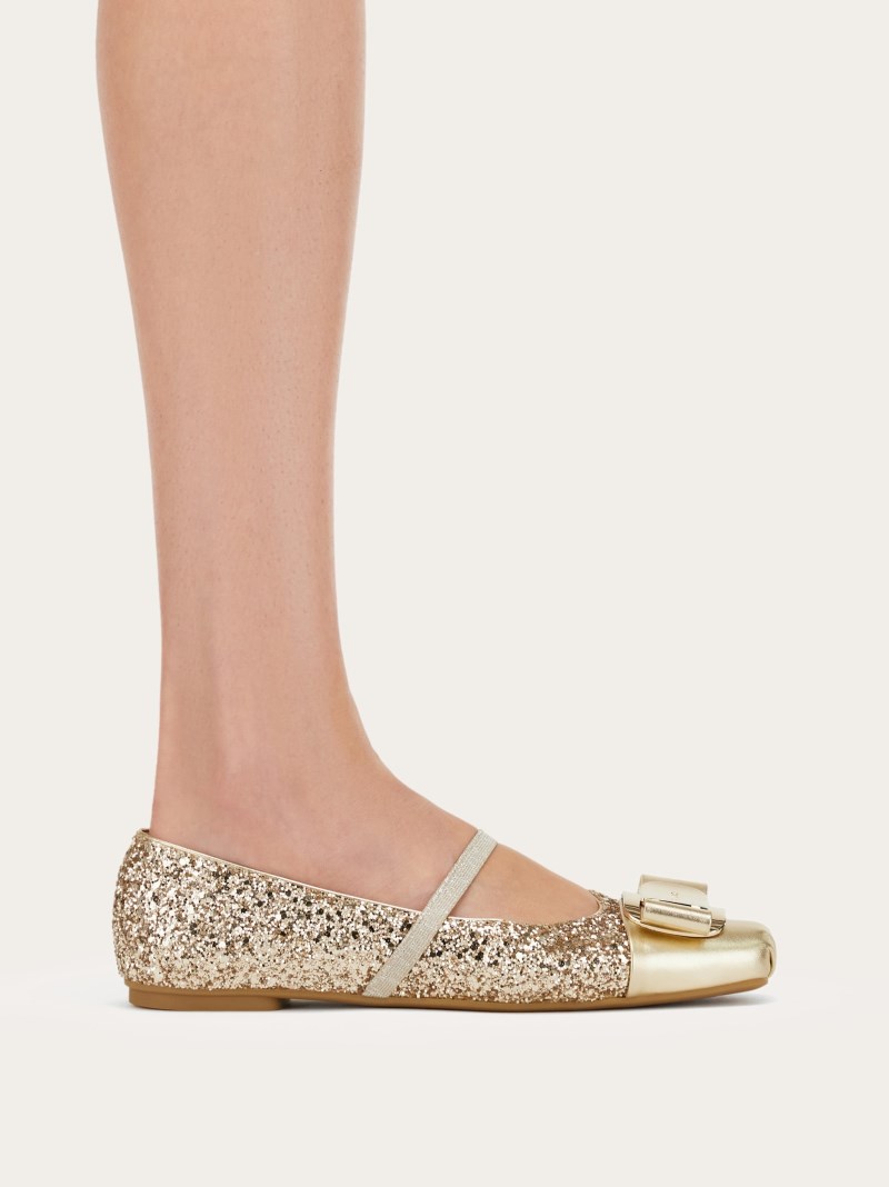 Ferragamo | Women's New Vara Plate Ballet Flat - Gold