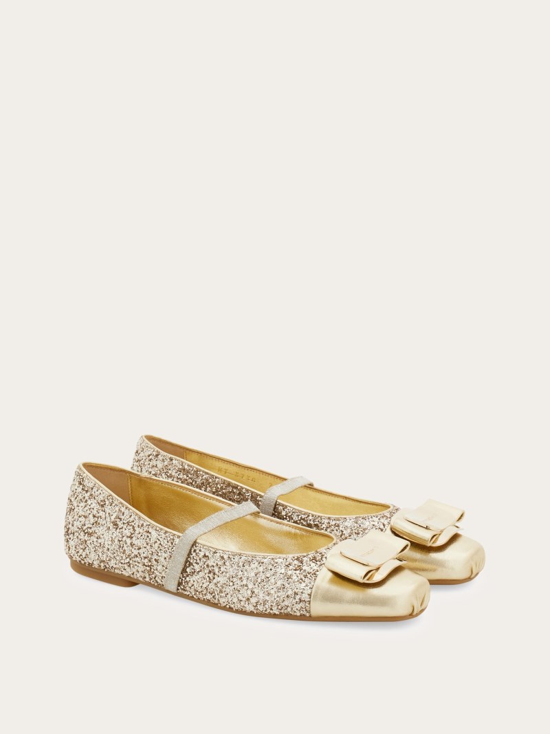 Ferragamo | Women's New Vara Plate Ballet Flat - Gold