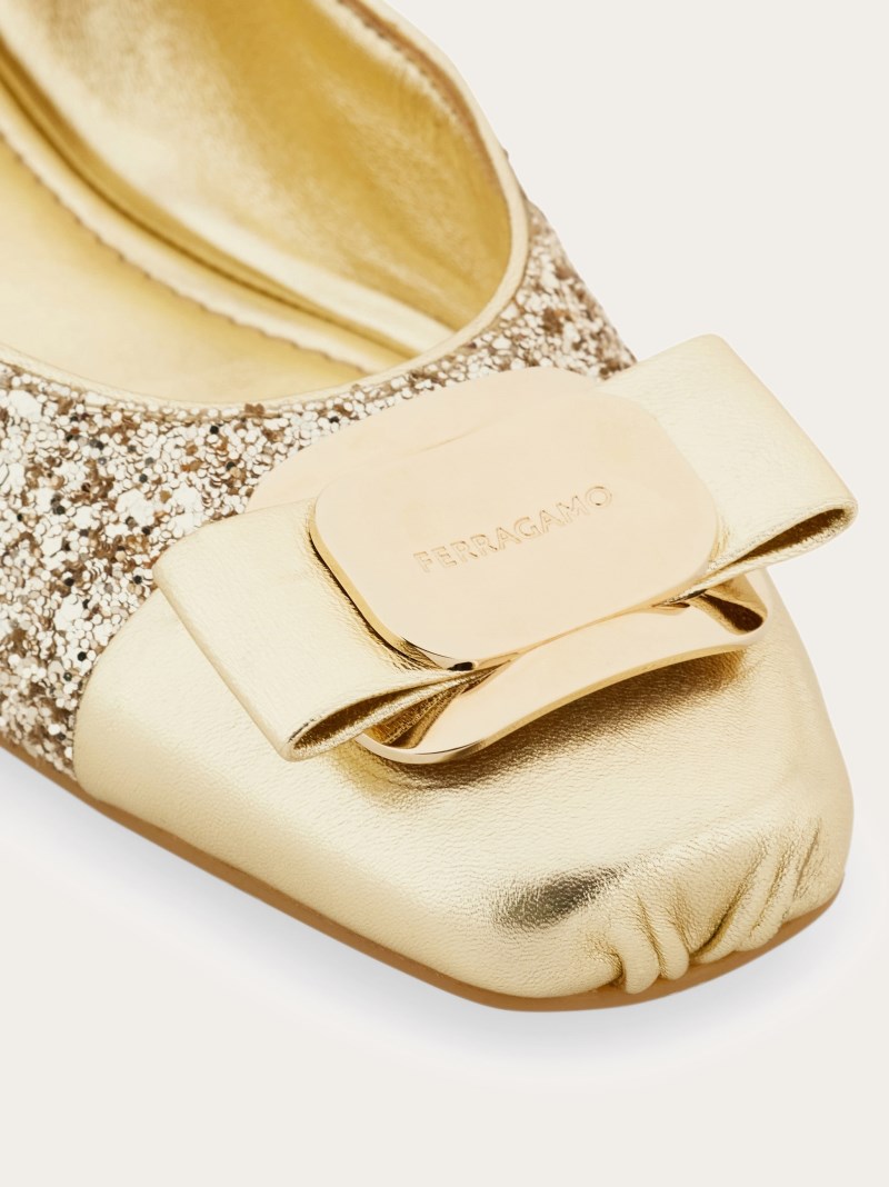 Ferragamo | Women's New Vara Plate Ballet Flat - Gold