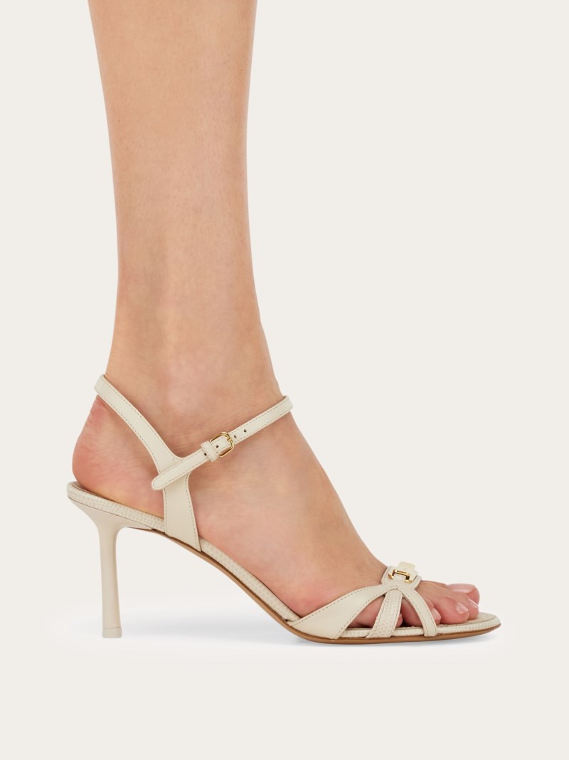 Ferragamo | Women's Strappy Sandal With New Vara Buckle - Mascarpone