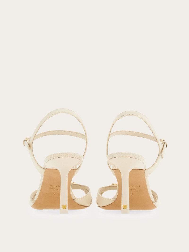 Ferragamo | Women's Strappy Sandal With New Vara Buckle - Mascarpone