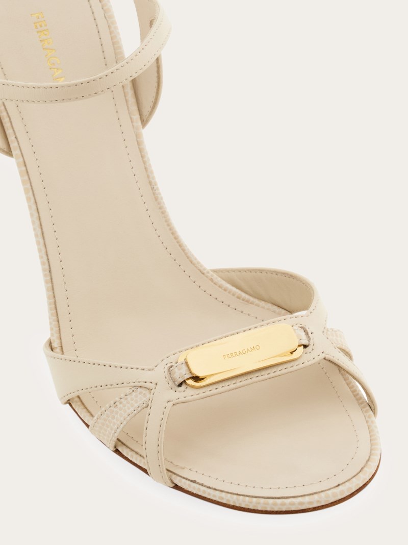 Ferragamo | Women's Strappy Sandal With New Vara Buckle - Mascarpone