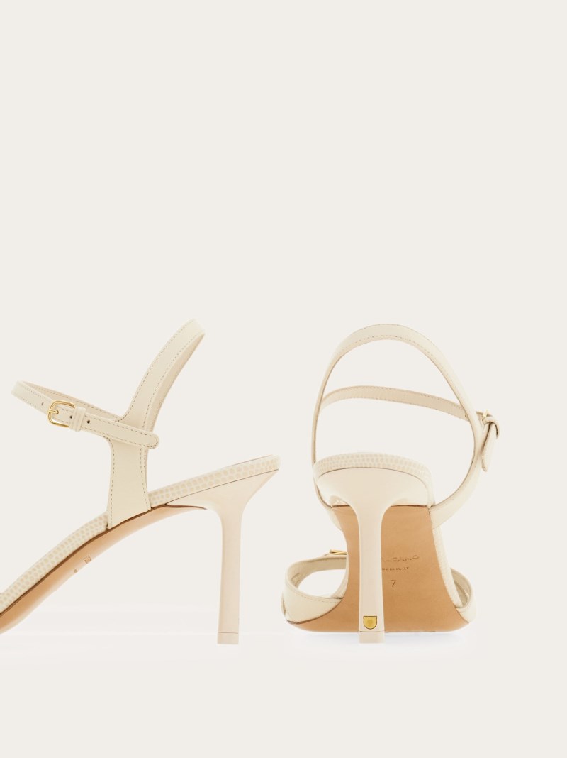 Ferragamo | Women's Strappy Sandal With New Vara Buckle - Mascarpone
