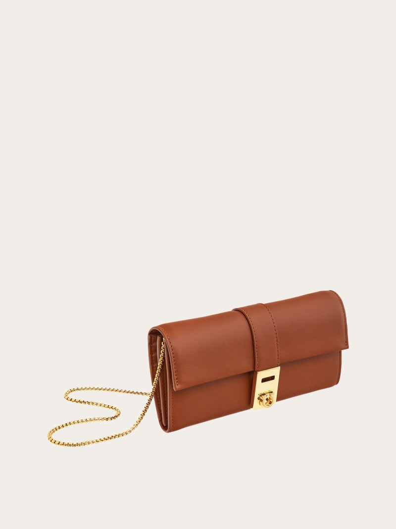 Ferragamo | Women's Hug Wallet With Chain - Cognac