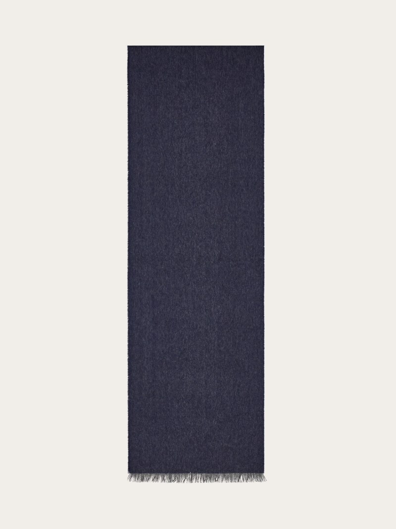 Ferragamo | Men's Cashmere Scarf - Navy Blue/Light Grey