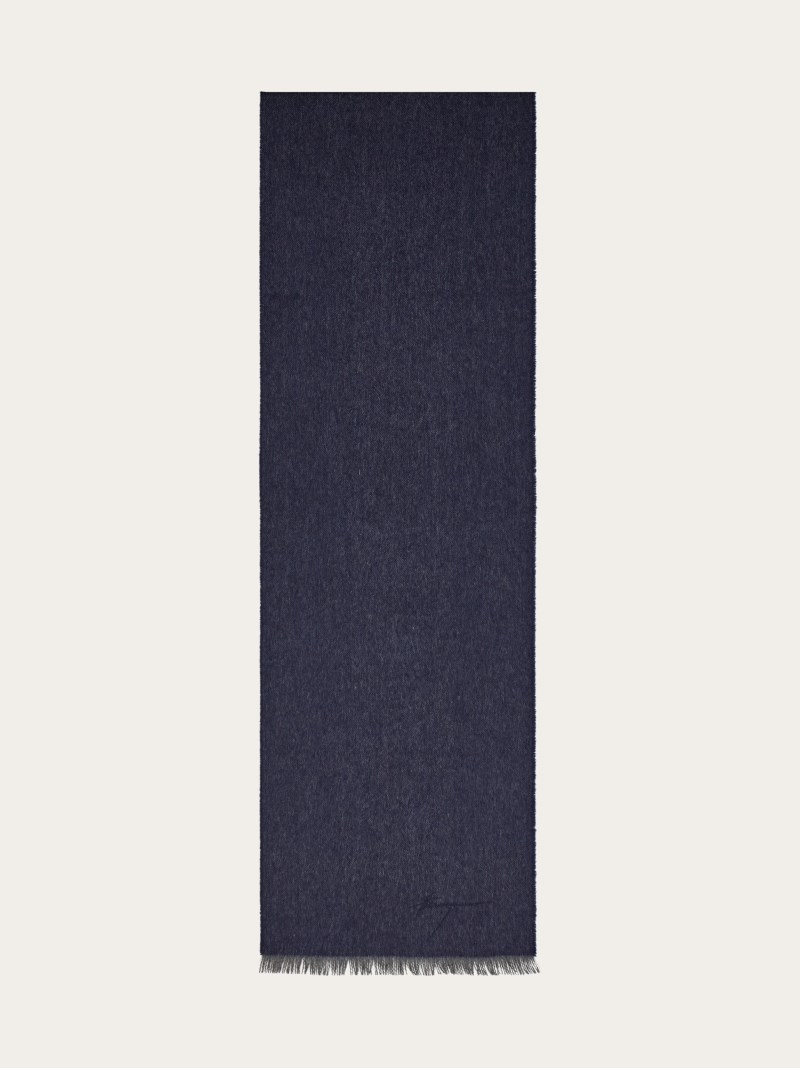 Ferragamo | Men's Cashmere Scarf - Navy Blue/Light Grey