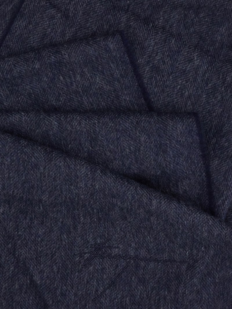 Ferragamo | Men's Cashmere Scarf - Navy Blue/Light Grey