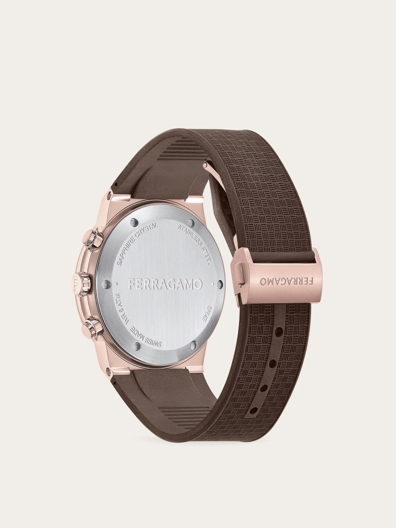 Ferragamo | Men's Sapphire Chrono Watch - Ip Rose Gold/Brown