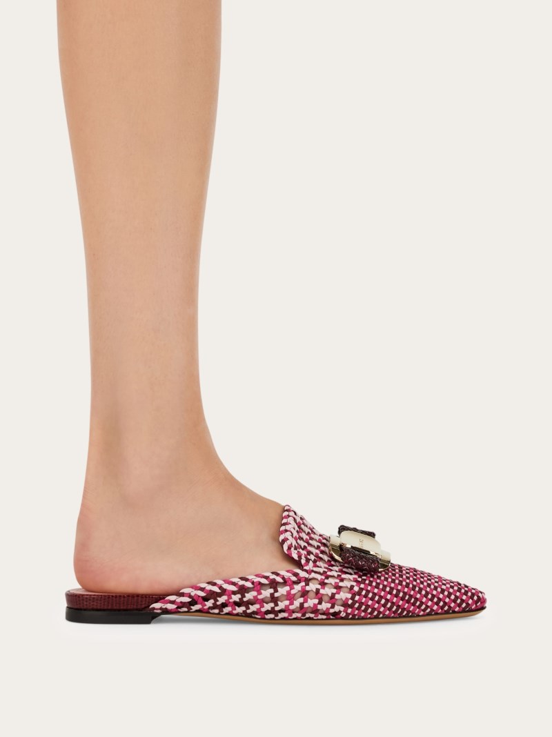 Ferragamo | Women's New Vara Plate Mule - Burgundy/Cotton Candy/Cherry