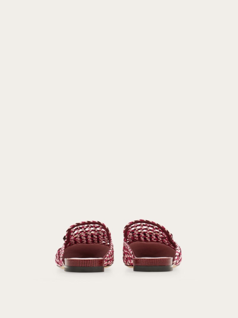 Ferragamo | Women's New Vara Plate Mule - Burgundy/Cotton Candy/Cherry
