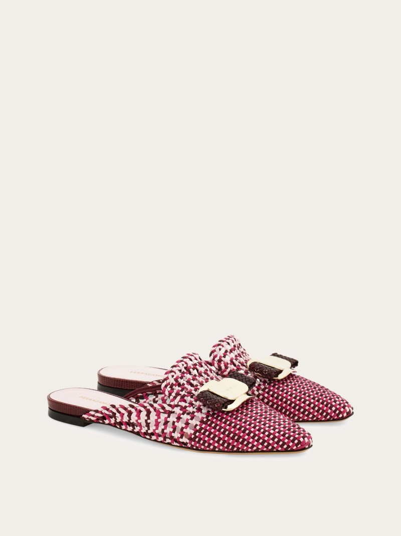 Ferragamo | Women's New Vara Plate Mule - Burgundy/Cotton Candy/Cherry