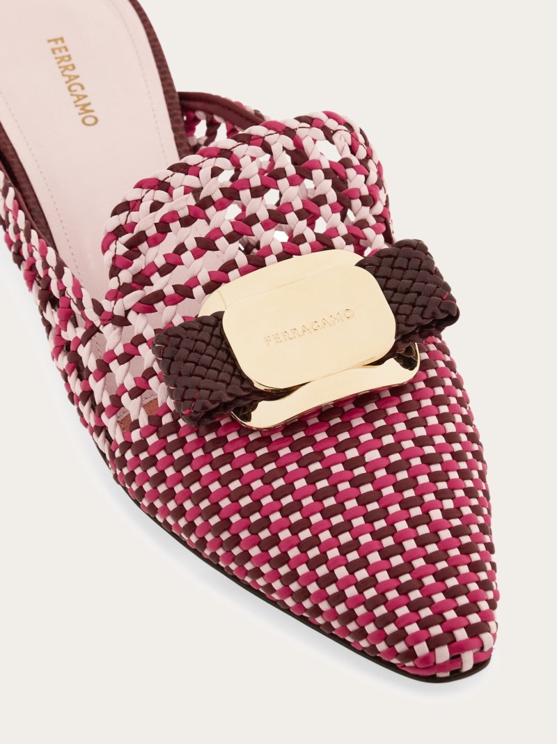 Ferragamo | Women's New Vara Plate Mule - Burgundy/Cotton Candy/Cherry