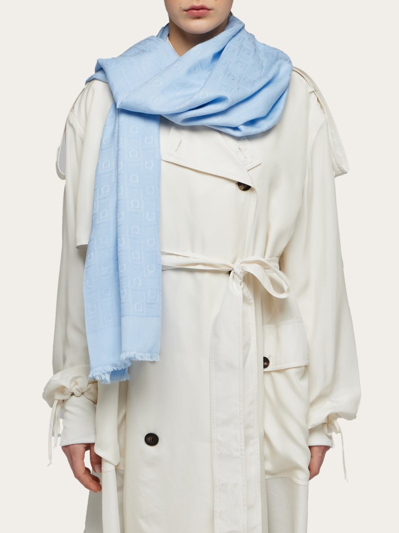 Ferragamo | Women's Monogram Jacquard Stole - Light Blue