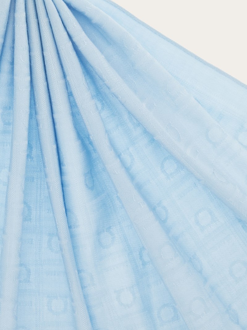 Ferragamo | Women's Monogram Jacquard Stole - Light Blue