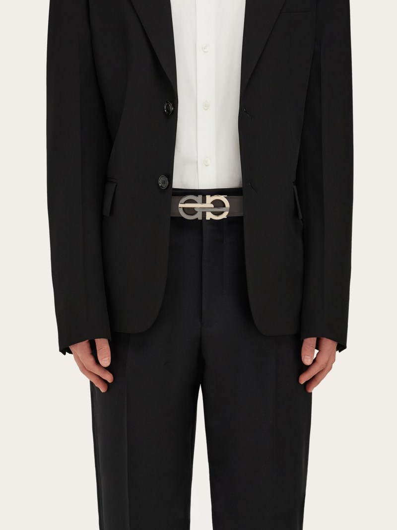 Ferragamo | Men's Reversible And Adjustable Gancini Belt - Testa Di Moro/Black