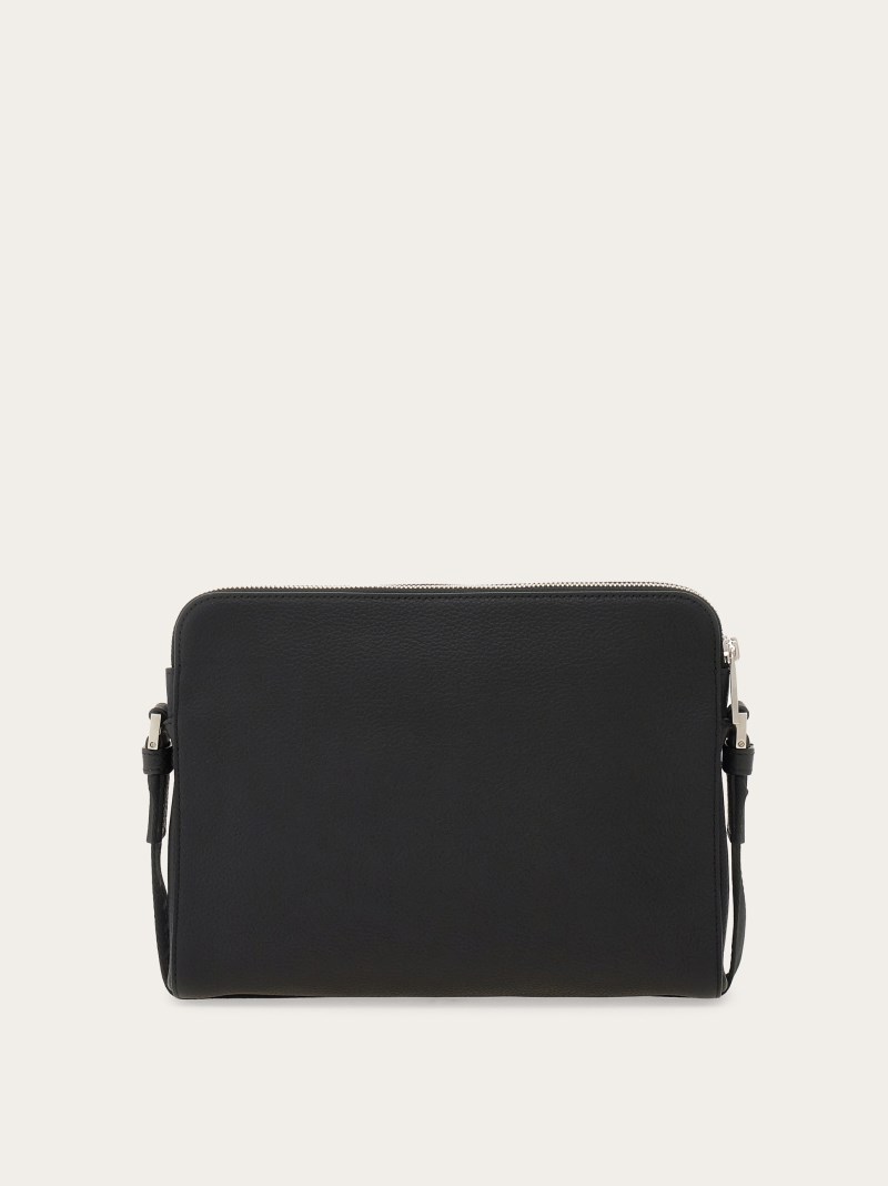 Ferragamo | Men's Embossed Gancini Crossbody Bag - Black