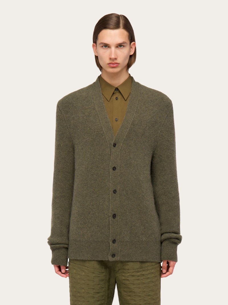 Ferragamo | Men's Cashmere Cardigan - Uniform Green