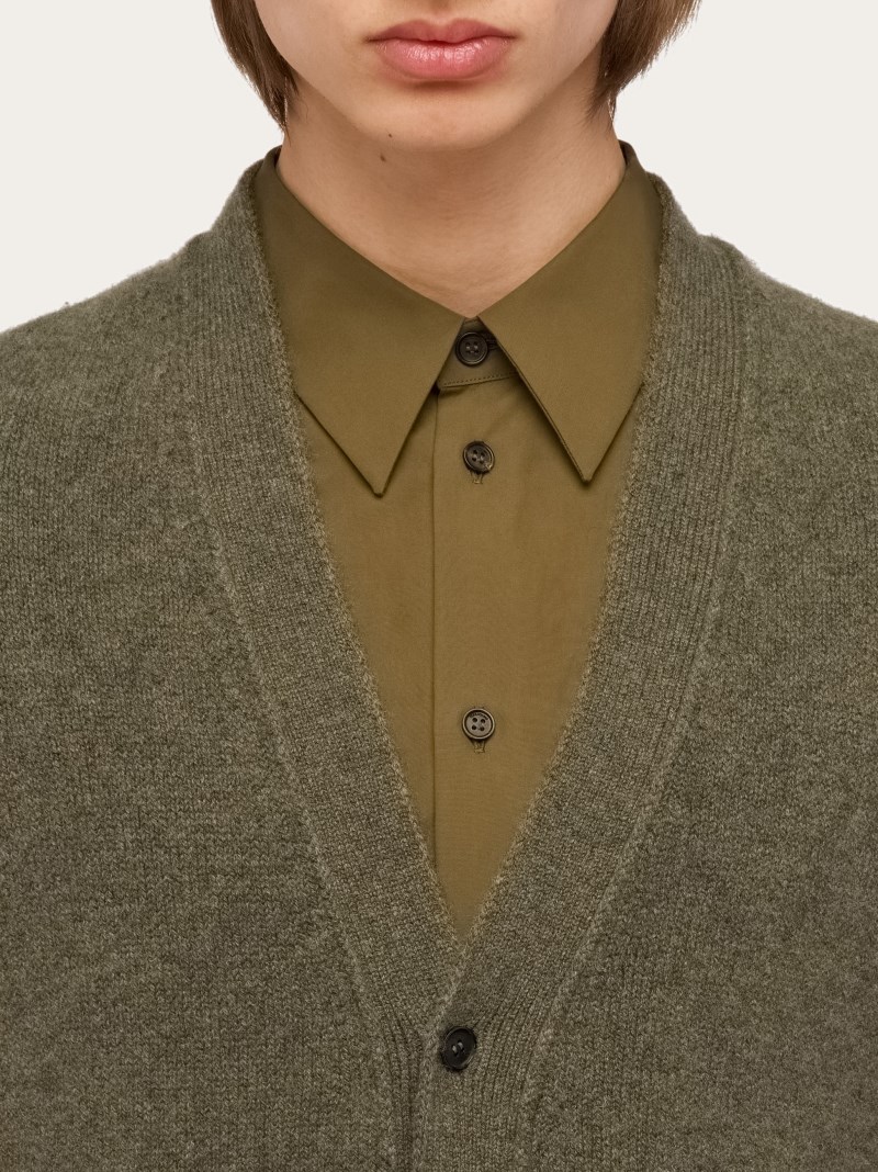 Ferragamo | Men's Cashmere Cardigan - Uniform Green