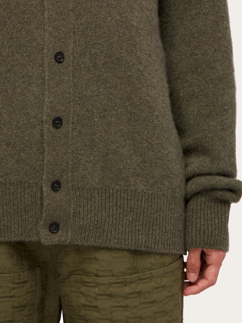 Ferragamo | Men's Cashmere Cardigan - Uniform Green