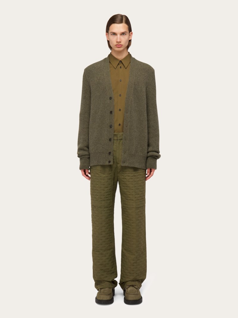 Ferragamo | Men's Cashmere Cardigan - Uniform Green
