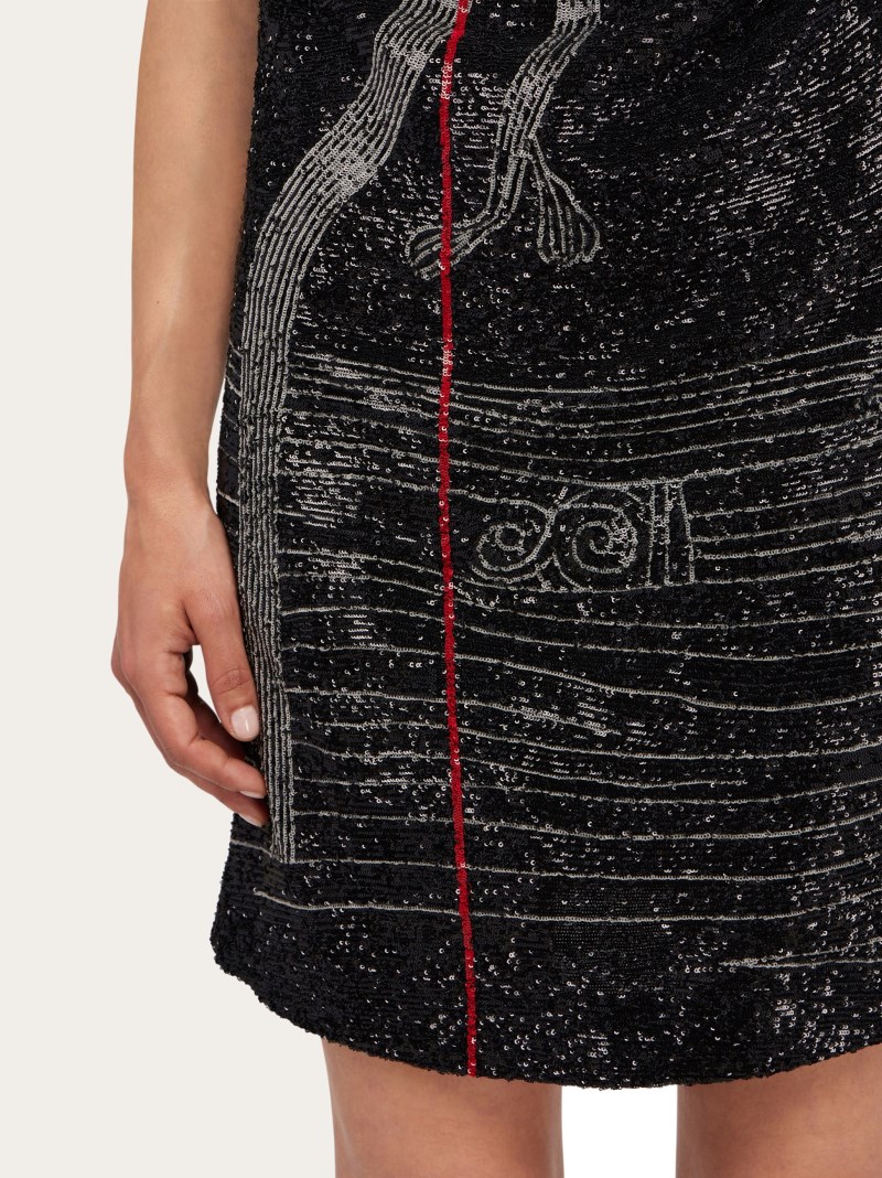 Ferragamo | Women's Sequins Embellished Halter Neck Dress - Black