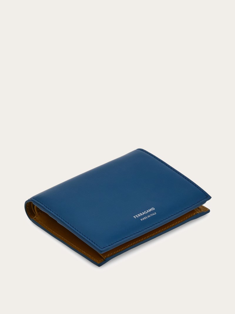 Ferragamo | Women's Compact Wallet - Teal Blue/Burnt Ocher