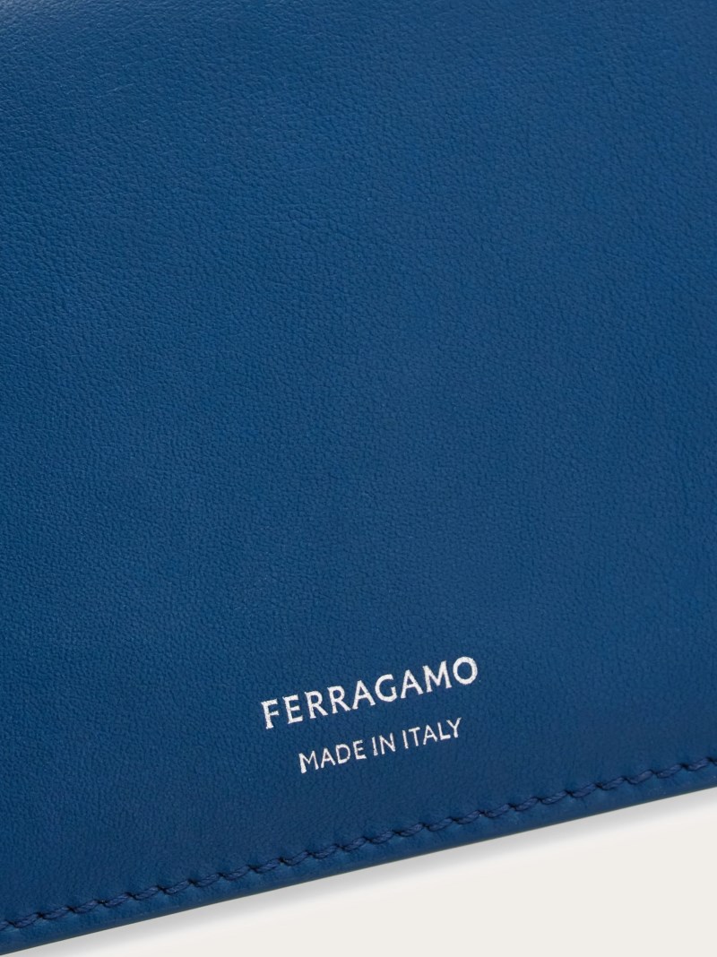 Ferragamo | Women's Compact Wallet - Teal Blue/Burnt Ocher