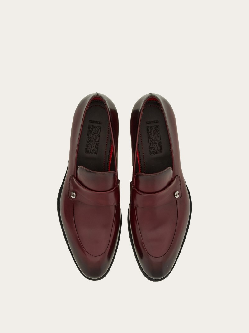 Ferragamo | Men's Tramezza Loafer - Burgundy/Testa Di Moro
