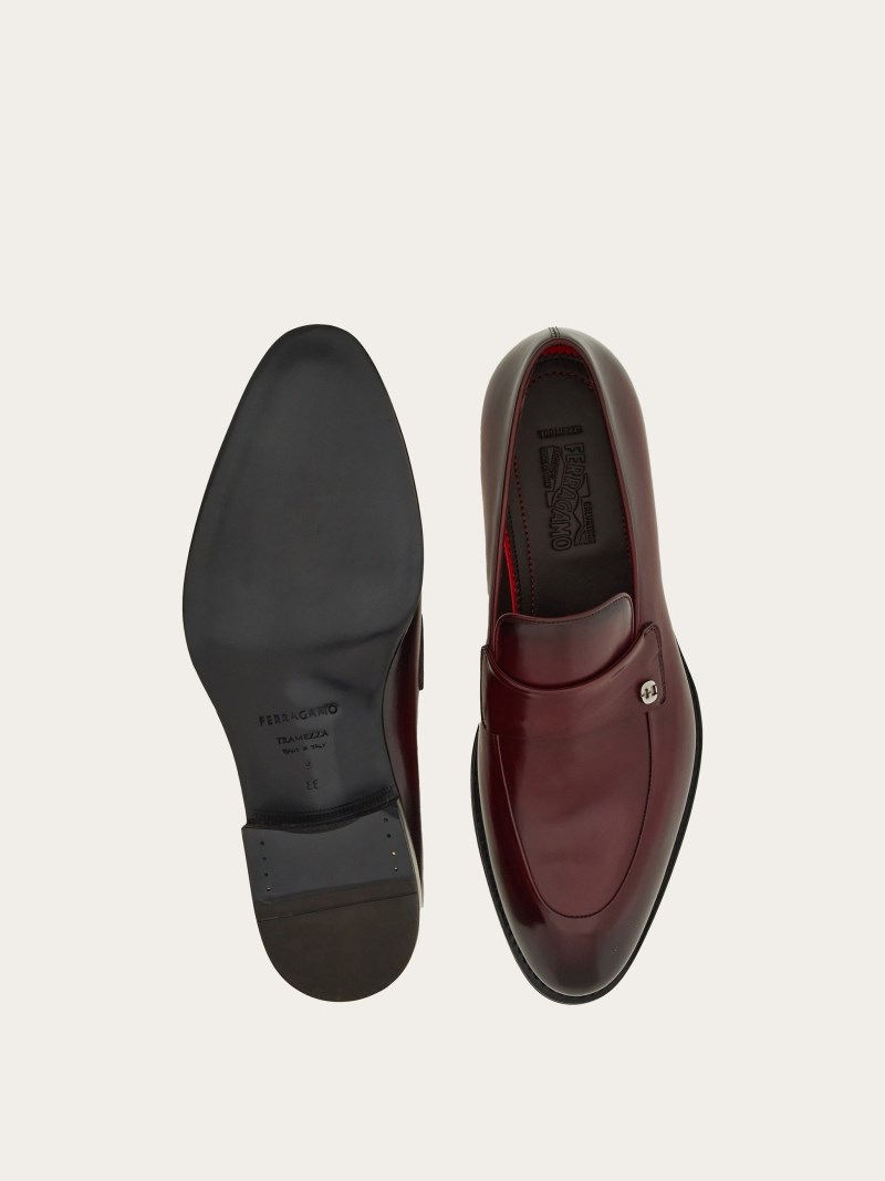 Ferragamo | Men's Tramezza Loafer - Burgundy/Testa Di Moro