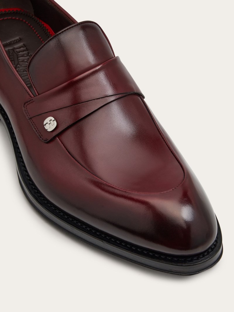Ferragamo | Men's Tramezza Loafer - Burgundy/Testa Di Moro