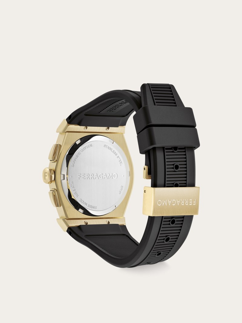 Ferragamo | Men's Vega Chrono Watch - Ip Yellow Gold/Black