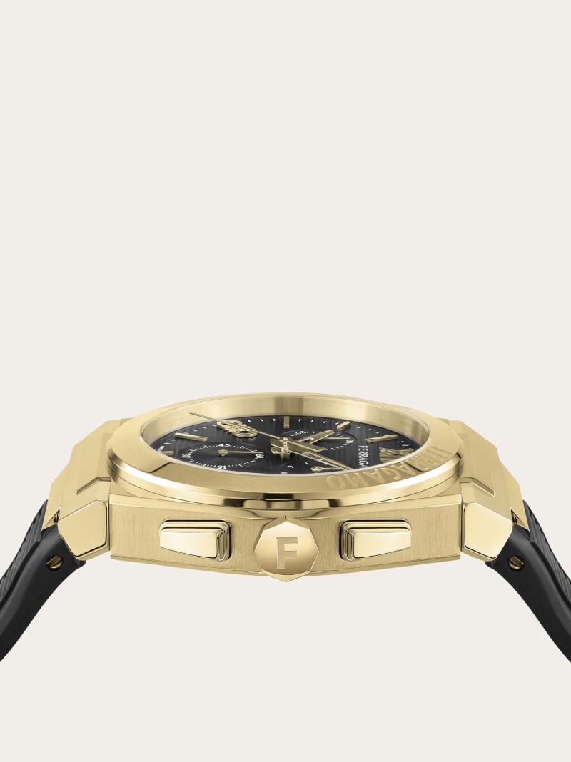 Ferragamo | Men's Vega Chrono Watch - Ip Yellow Gold/Black