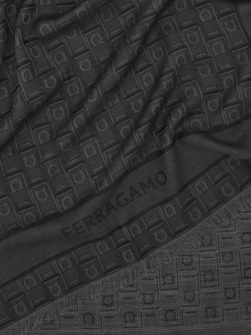 Ferragamo | Men's Gancini Monogram Jacquard Stole - Black