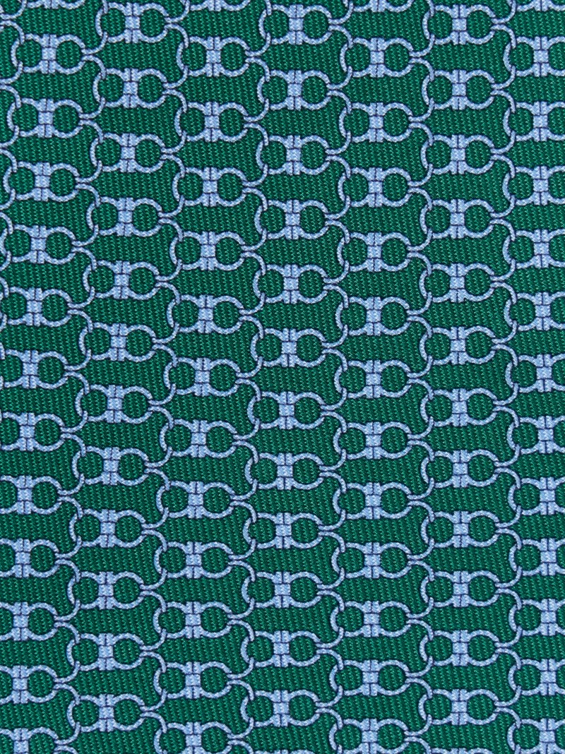 Ferragamo | Men's Gancini Print Silk Tie - Green