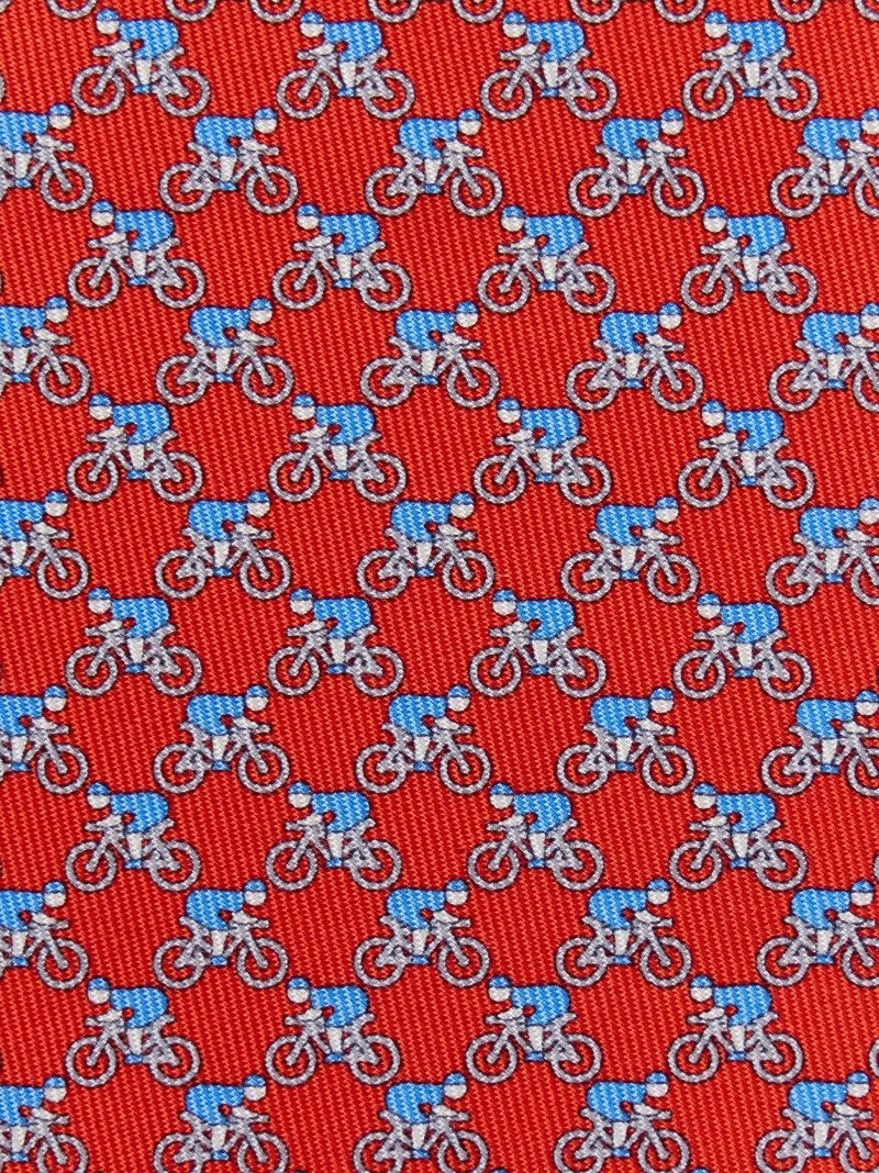 Ferragamo | Men's Cyclist Print Silk Tie - Red