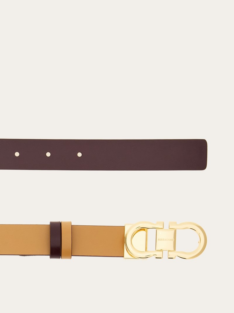 Ferragamo | Women's Reversible And Adjustable Gancini Belt - Light Camel/Dark Barolo