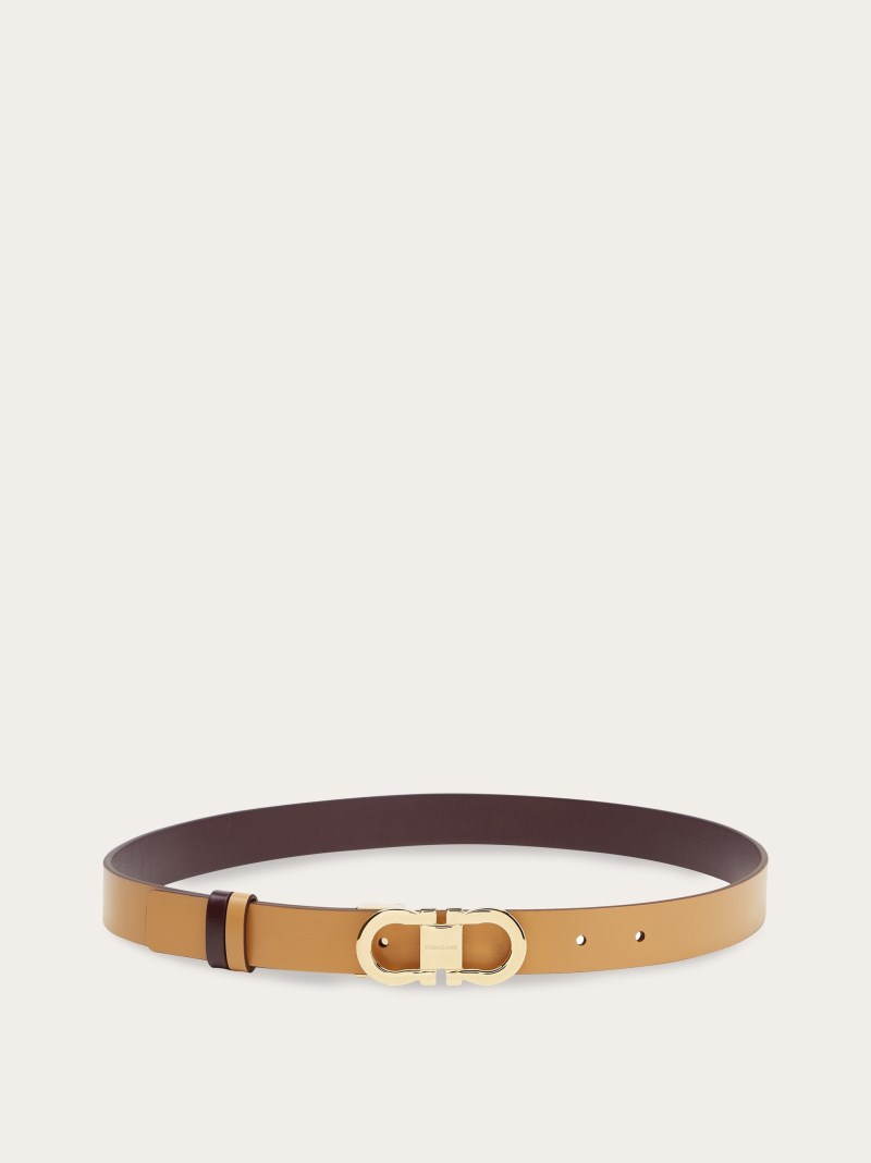 Ferragamo | Women's Reversible And Adjustable Gancini Belt - Light Camel/Dark Barolo