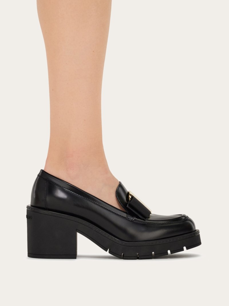 Ferragamo | Women's Chunky Heel Vara Bow Loafer - Black