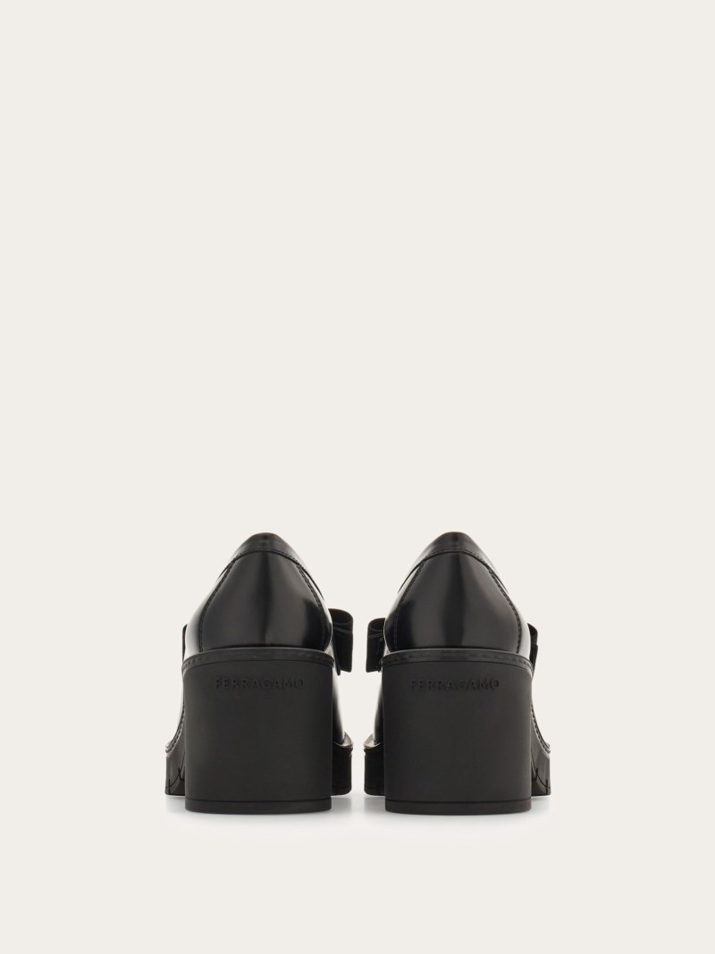 Ferragamo | Women's Chunky Heel Vara Bow Loafer - Black