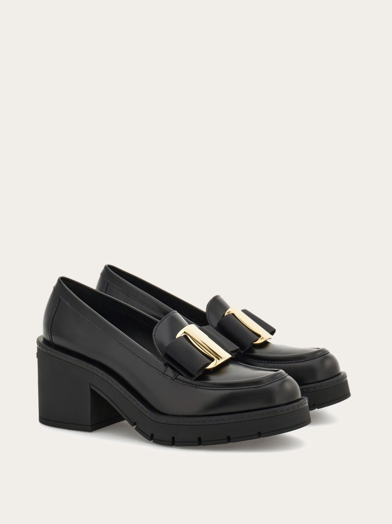 Ferragamo | Women's Chunky Heel Vara Bow Loafer - Black