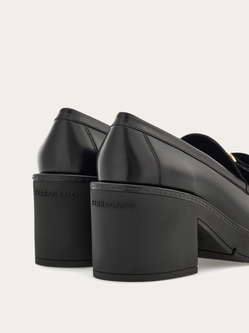 Ferragamo | Women's Chunky Heel Vara Bow Loafer - Black