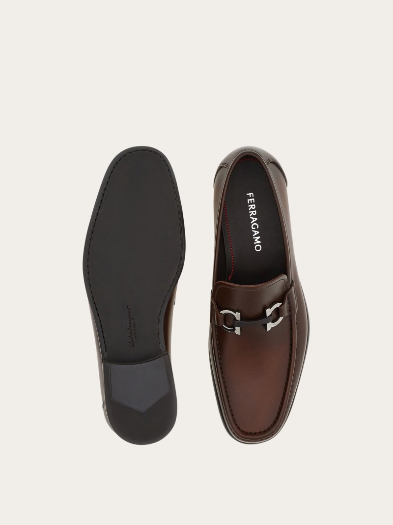Ferragamo | Men's Moccasin With Gancini Ornament - Brown