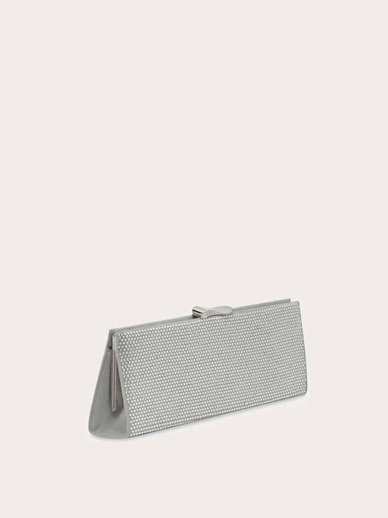 Ferragamo | Women's Clutch With Crystals - Pearl