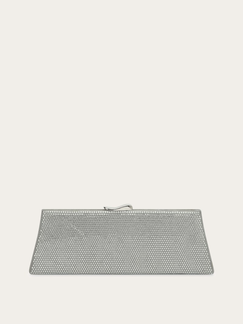 Ferragamo | Women's Clutch With Crystals - Pearl