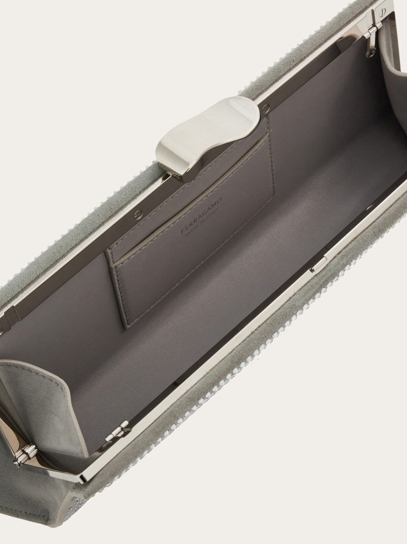 Ferragamo | Women's Clutch With Crystals - Pearl
