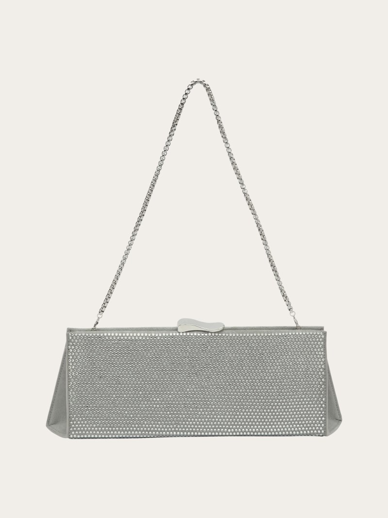 Ferragamo | Women's Clutch With Crystals - Pearl